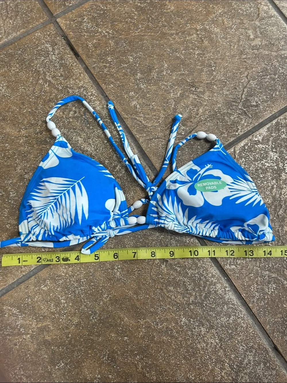 Blue Tropical Print Juniors Two-Piece Swim Set